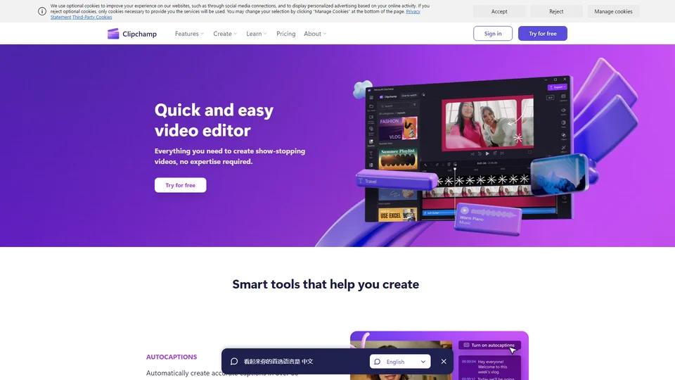 Clipchamp AI Video Editor